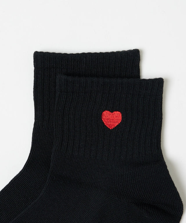 モチーフ刺繍アンクル底パイルソックス(23-25cm)