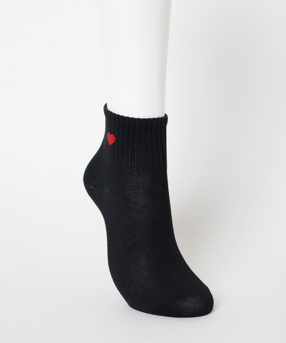 モチーフ刺繍アンクル底パイルソックス(23-25cm)