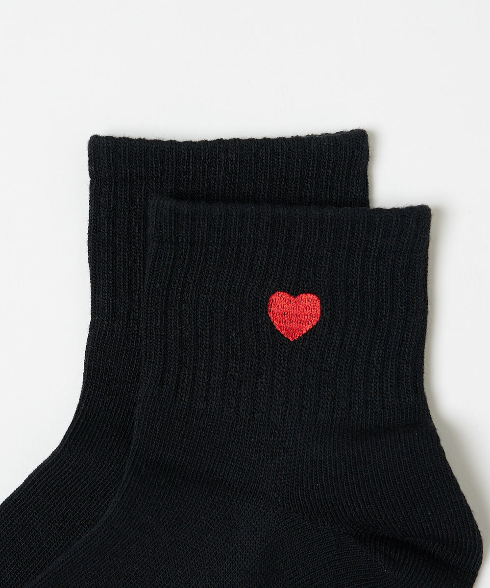 モチーフ刺繍アンクル底パイルソックス(23-25cm)