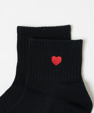 モチーフ刺繍アンクル底パイルソックス(23-25cm)