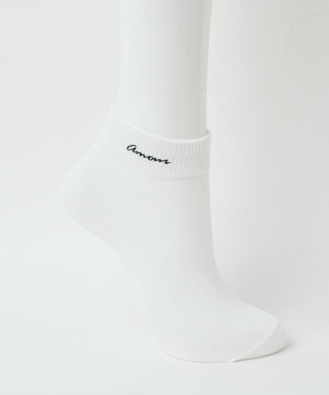 ニュアンスロゴ刺繍ショートソックス