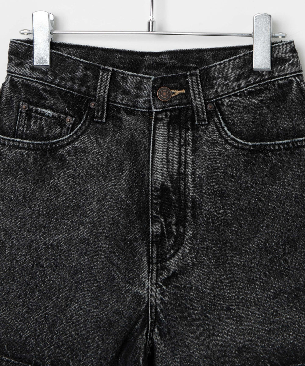 台形デニムショートパンツ