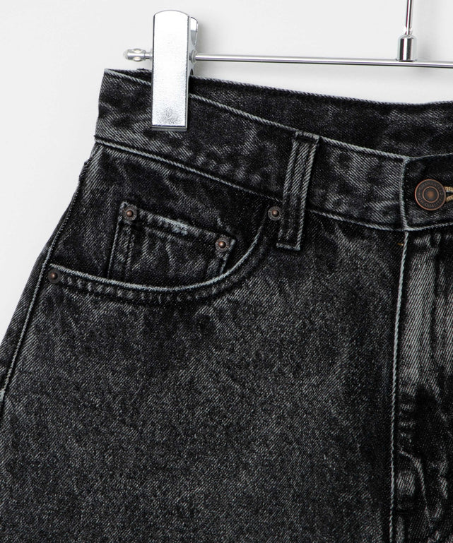 台形デニムショートパンツ