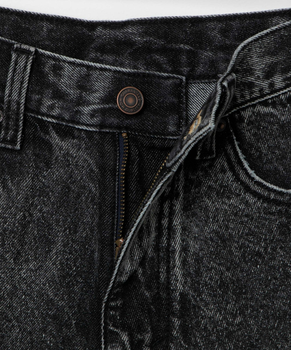 台形デニムショートパンツ