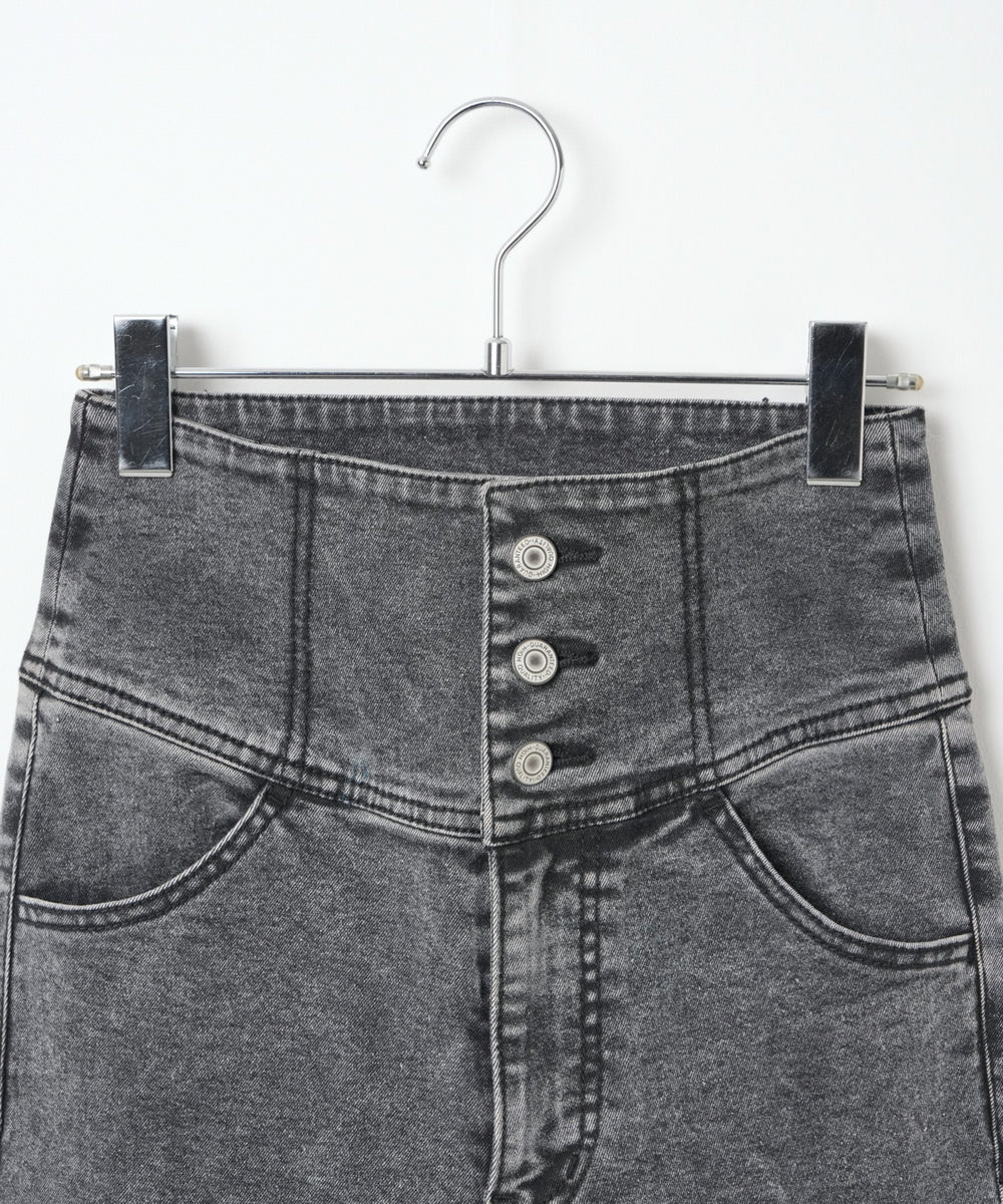 ハイウエストストレッチフレアデニムパンツ