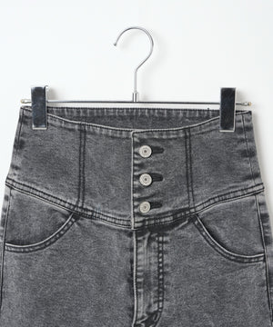 ハイウエストストレッチフレアデニムパンツ