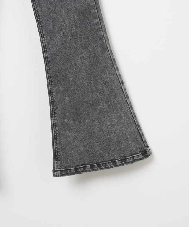 ハイウエストストレッチフレアデニムパンツ