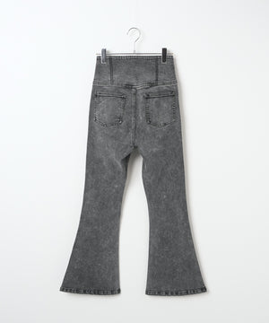 ハイウエストストレッチフレアデニムパンツ