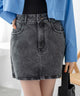 台形デニムミニスカート/ブラックその他　モデル:163cm M着用