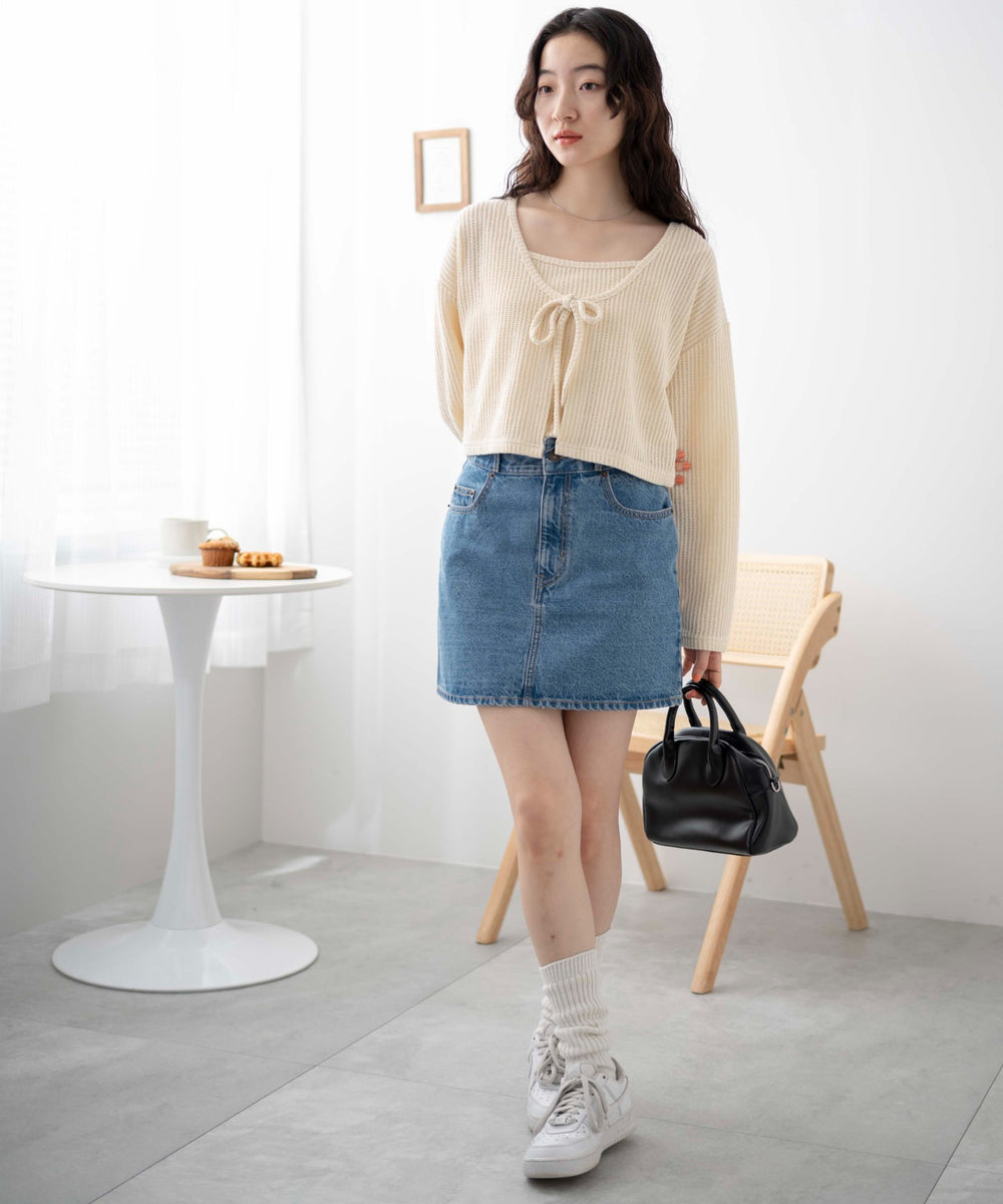 デニム中濃色　モデル:163cm M着用