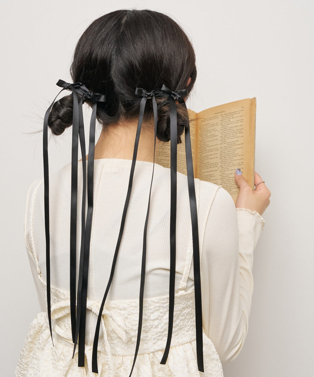 ❁ダブルリボンヘアクリップ2個セット/リバティ❁ （L2Pダブルロング 