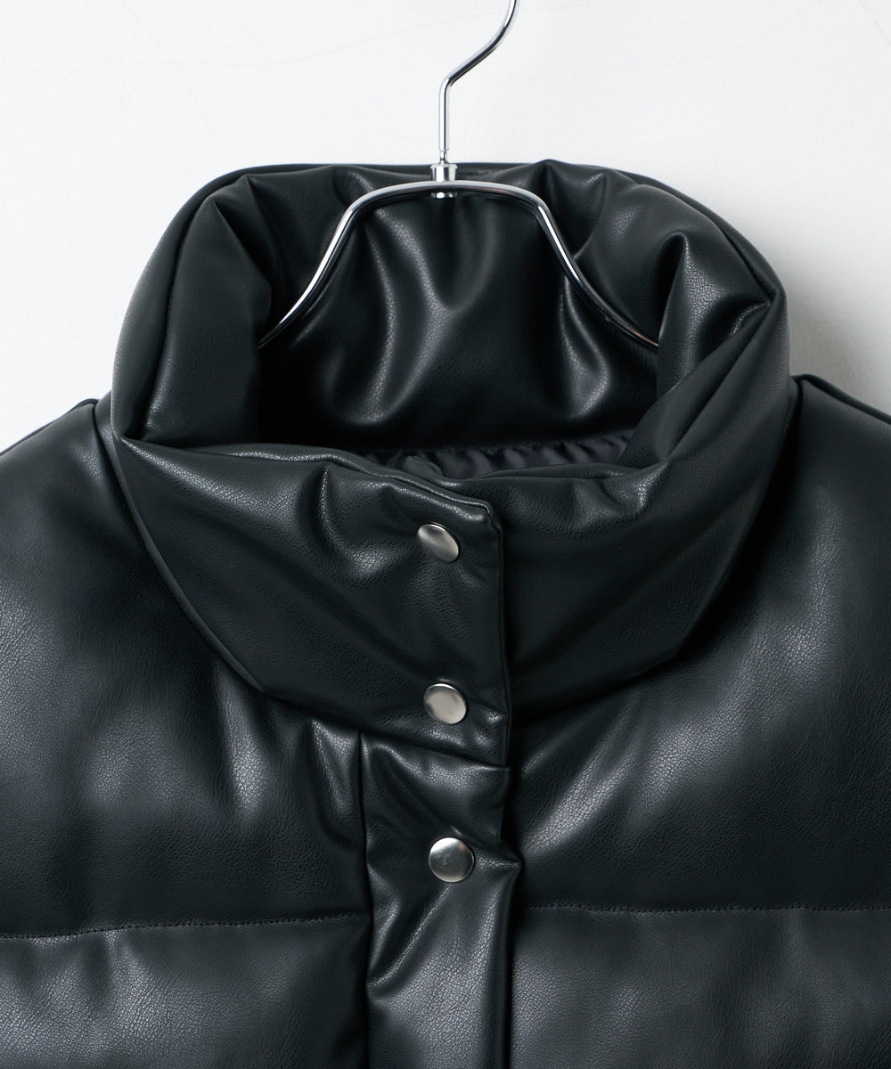 合皮パディングショートベスト