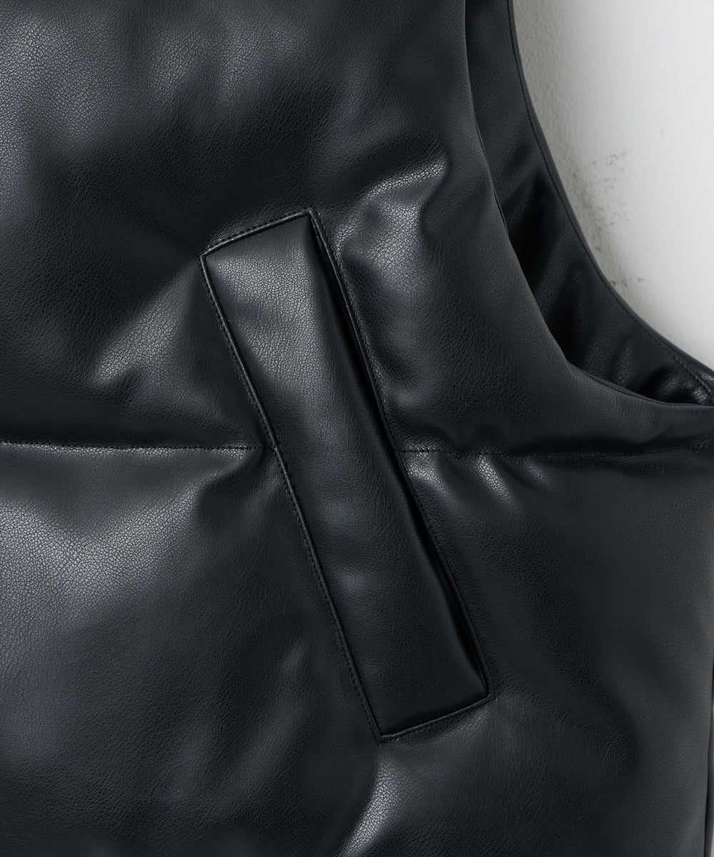 合皮パディングショートベスト