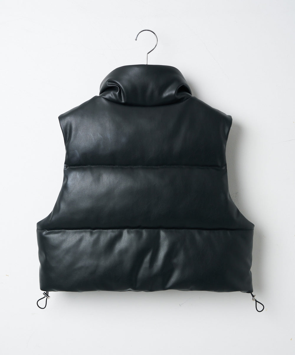 合皮パディングショートベスト
