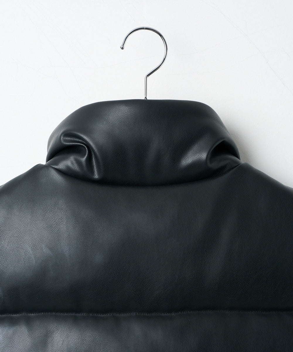 合皮パディングショートベスト