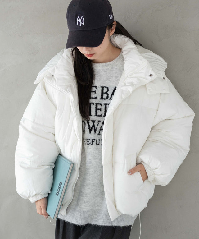２WAYパディングブルゾン/ホワイト　モデル:161cm M着用