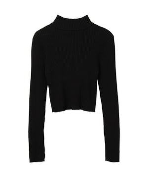 リブハイネックショートニット