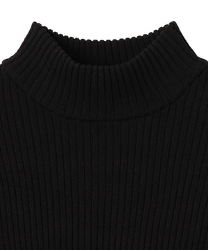 リブハイネックショートニット