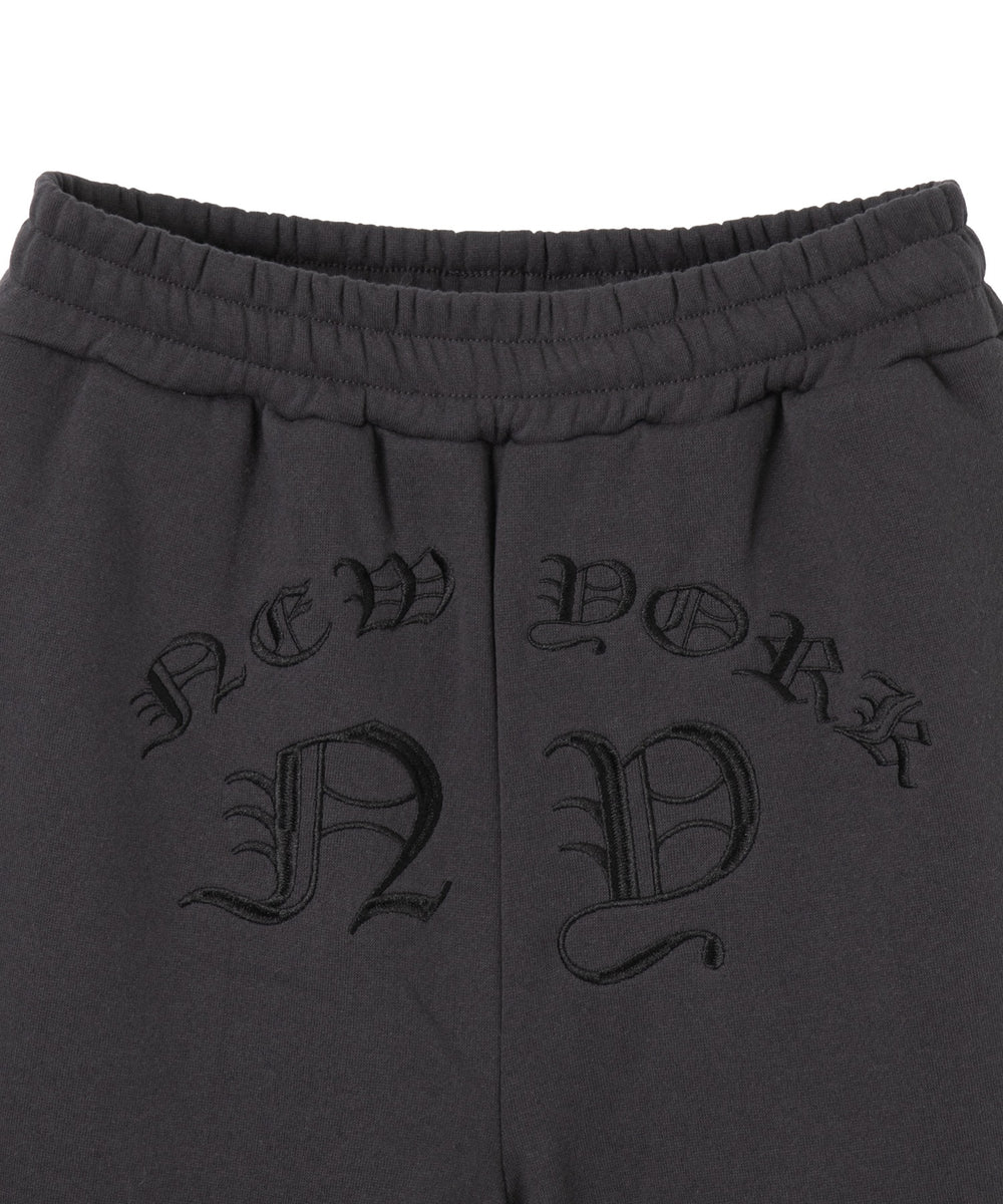 グラフィック刺繍裏起毛ワイドSWTパンツ