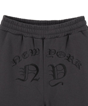 グラフィック刺繍裏起毛ワイドSWTパンツ