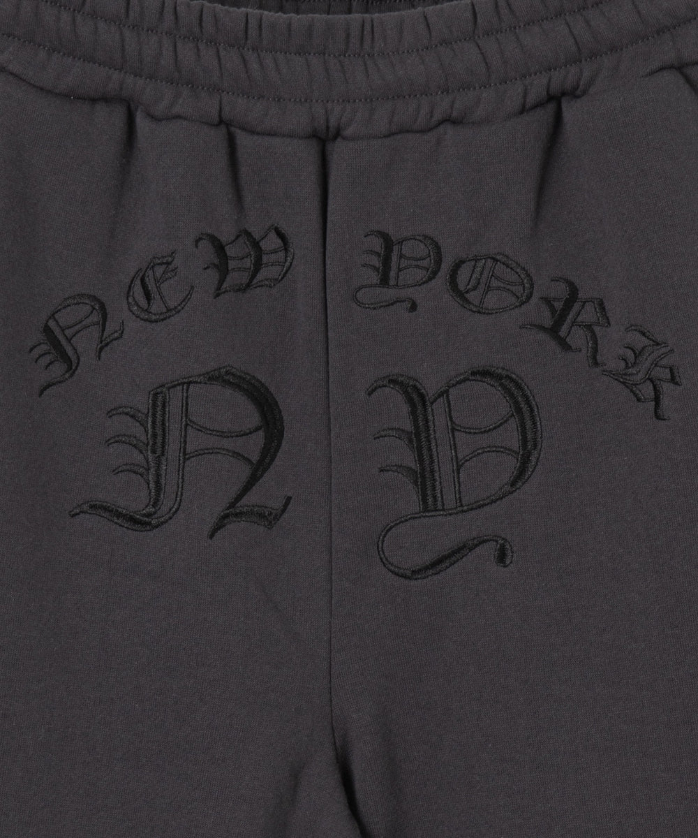 グラフィック刺繍裏起毛ワイドSWTパンツ