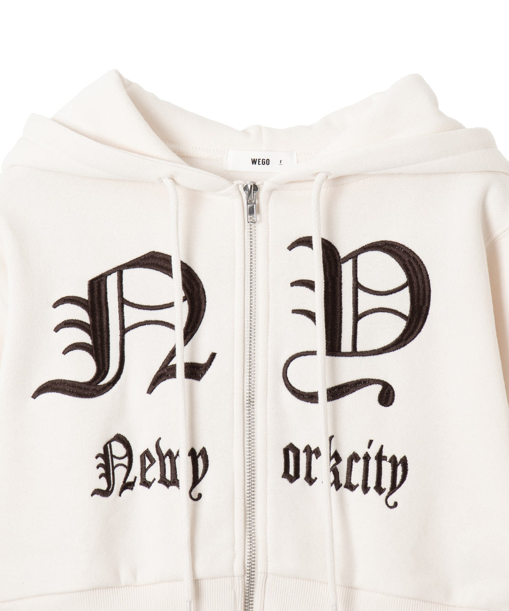 グラフィック裏起毛ショートZIPパーカー