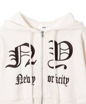 グラフィック裏起毛ショートZIPパーカー