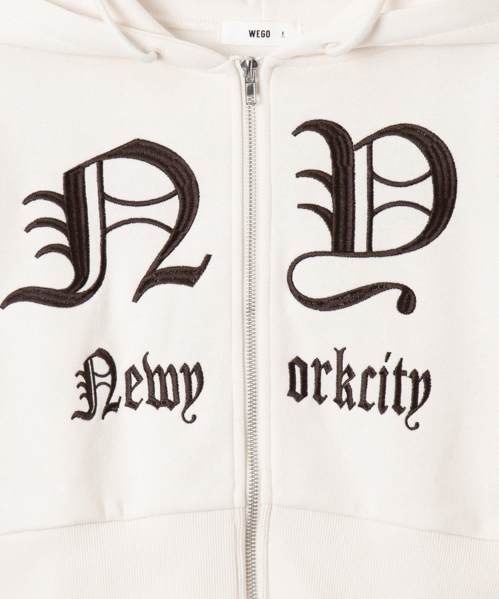 グラフィック裏起毛ショートZIPパーカー