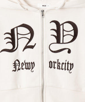 グラフィック裏起毛ショートZIPパーカー