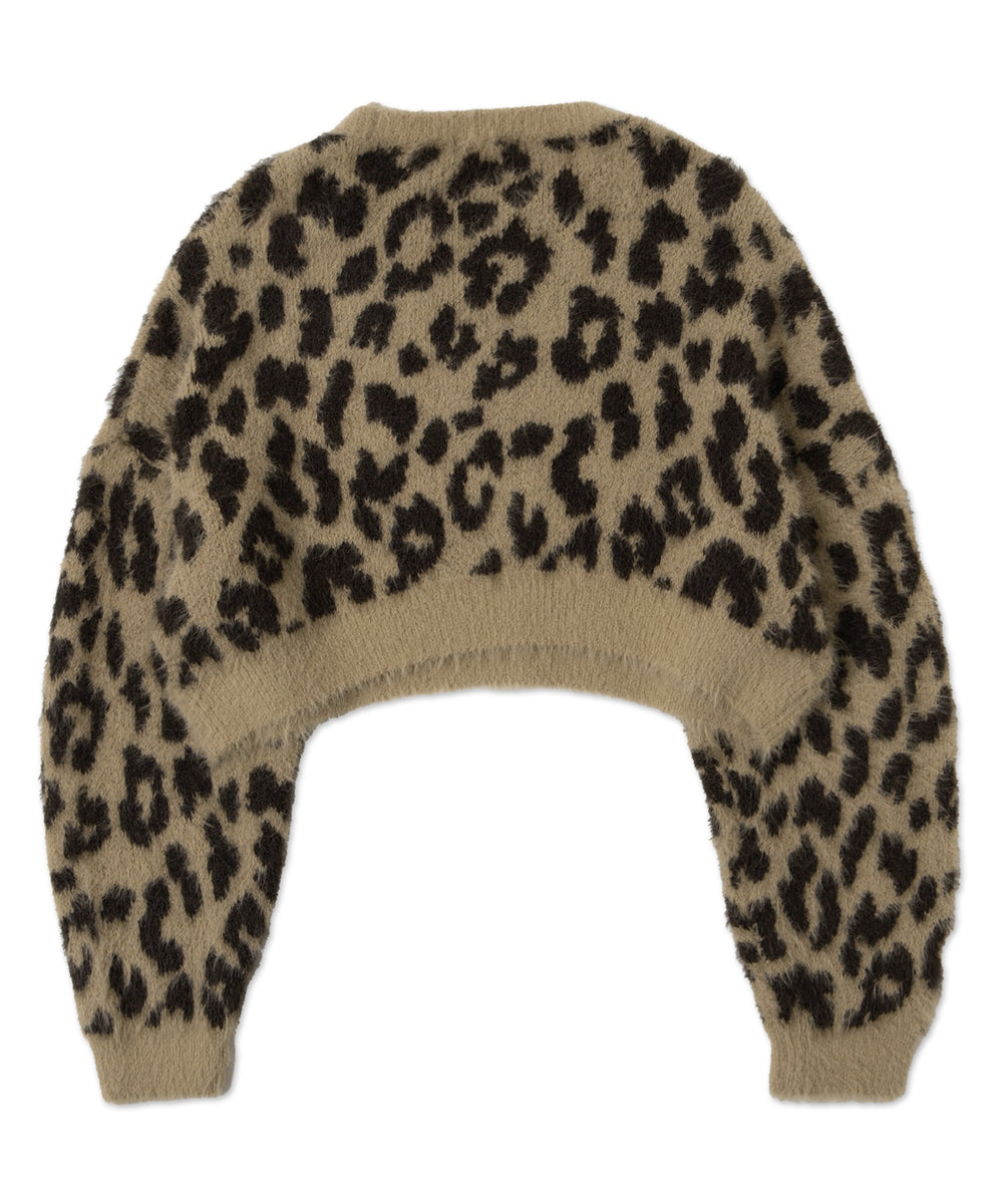 レオパードシャギーニットプルオーバー