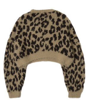 レオパードシャギーニットプルオーバー