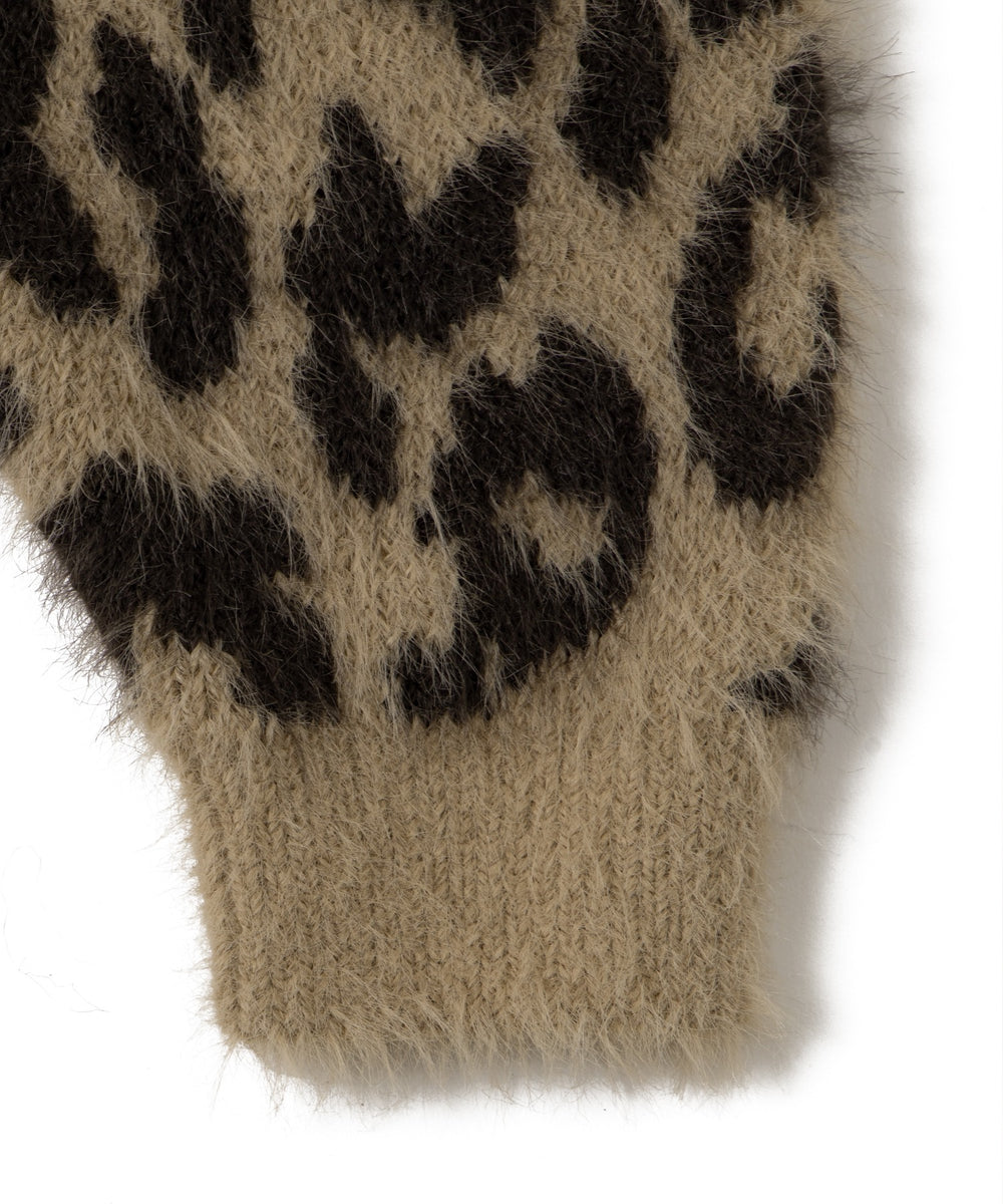 レオパードシャギーニットプルオーバー