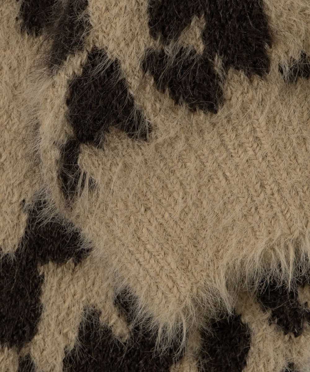 レオパードシャギーニットプルオーバー