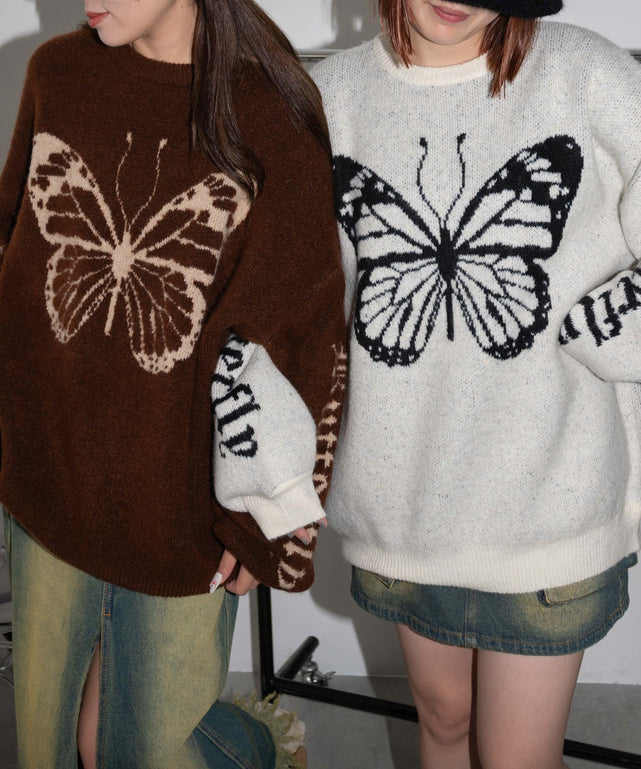 モチーフグラフィックフラッフィーニットプルオーバー