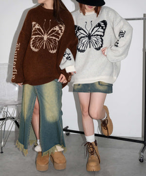 モチーフグラフィックフラッフィーニットプルオーバー