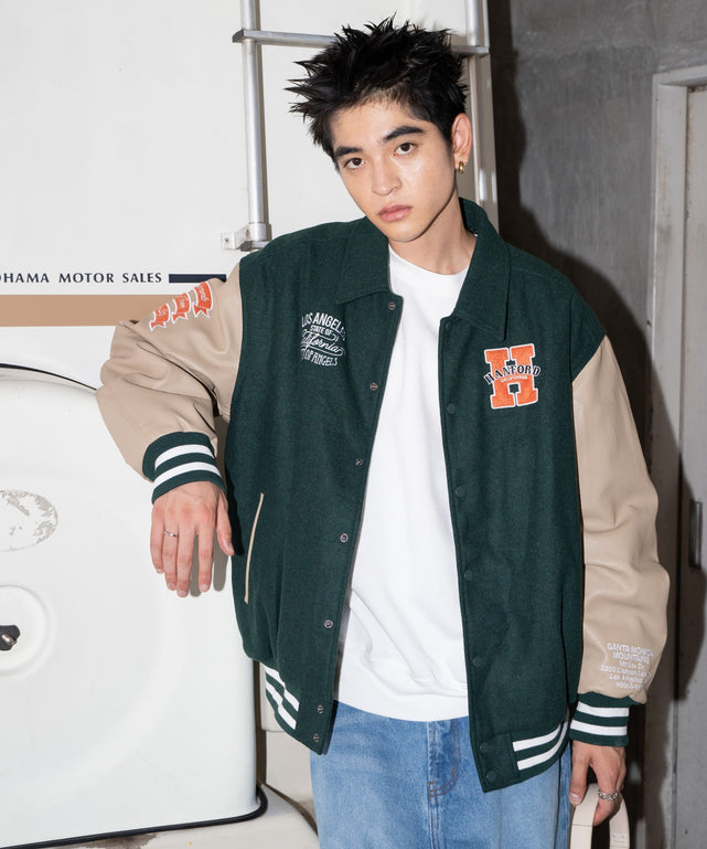 メルトンワッペンスタジャン/Dグリーン モデル：180cm L着用