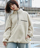 フリース　ハーフZIPプルオーバー/Lベージュ モデル：160cm L着用