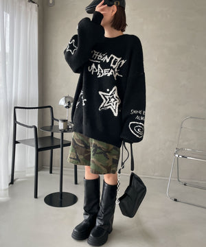 ブラック(落書き風ロゴ) 　モデル:155cm F着用