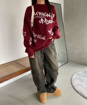 ワイン (落書き風ロゴ)　モデル:155cm F着用