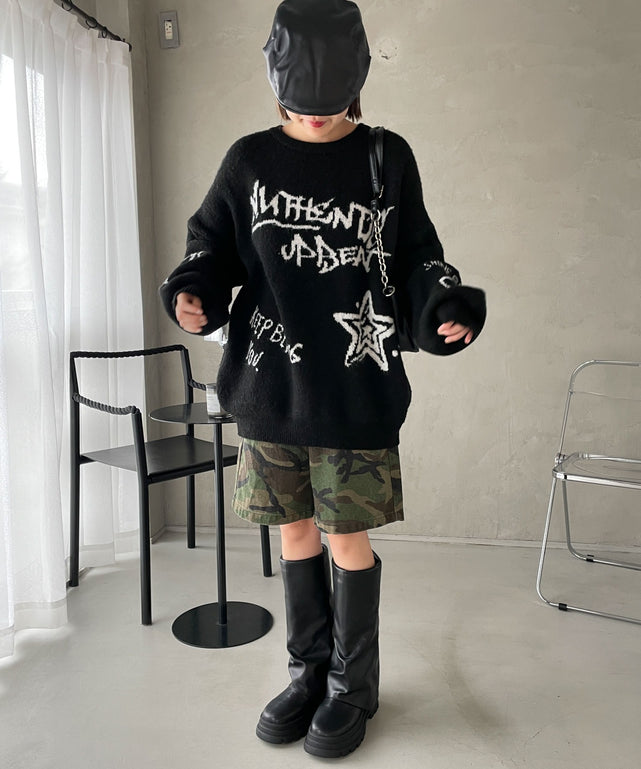 ブラック(落書き風ロゴ) 　モデル:155cm F着用