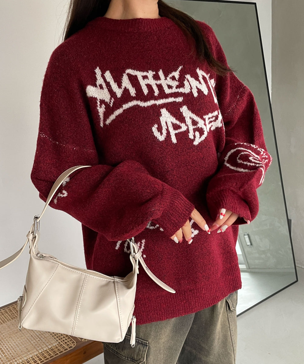 ワイン (落書き風ロゴ)　モデル:155cm F着用