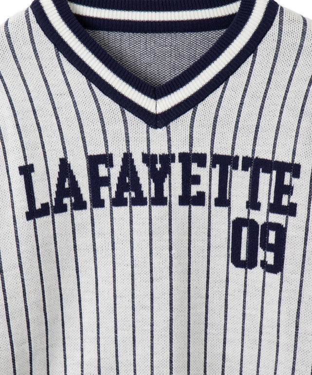 ベースボールグラフィックプルオーバーニット