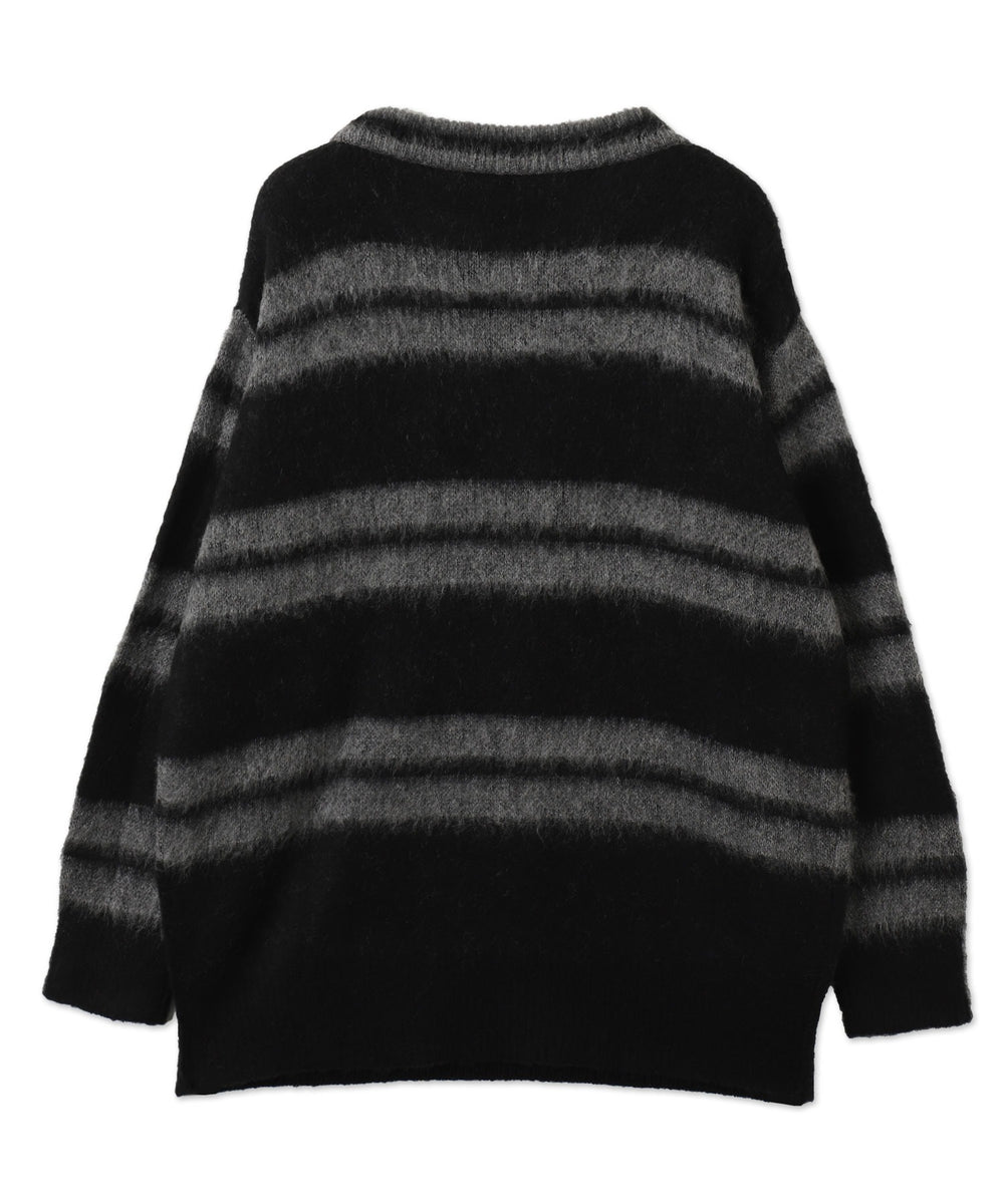 起毛ボーダーロゴニット