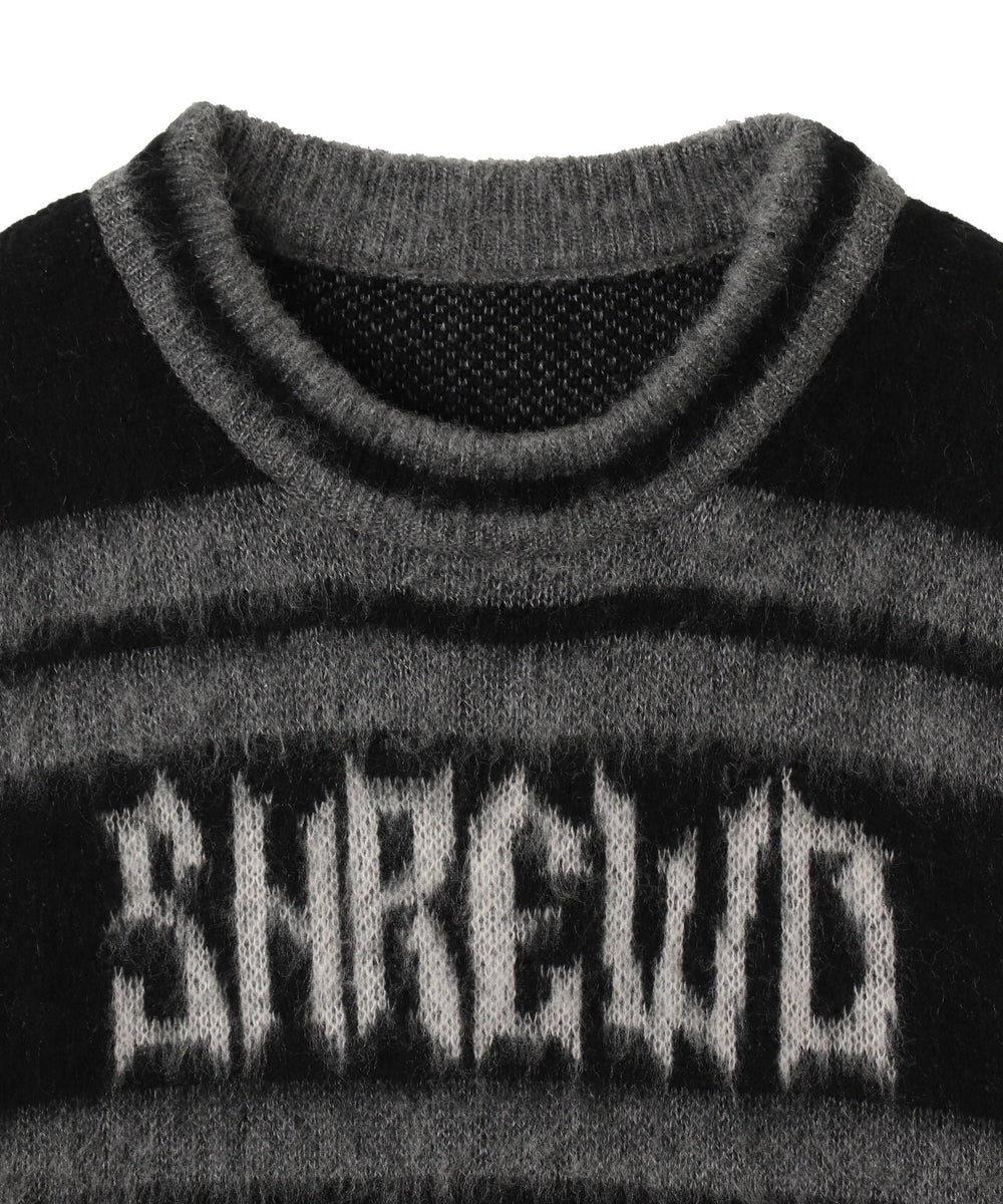 起毛ボーダーロゴニット