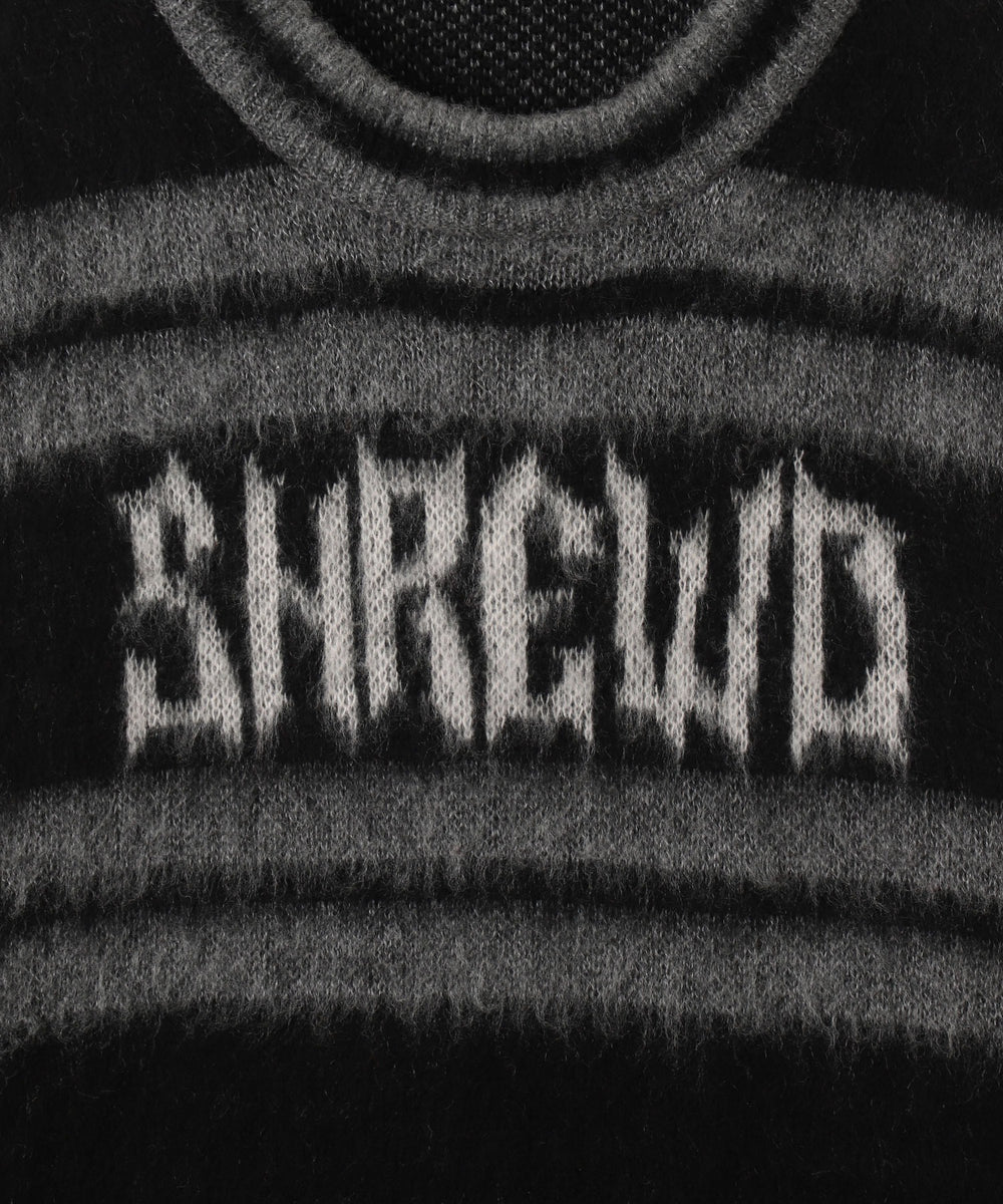 起毛ボーダーロゴニット