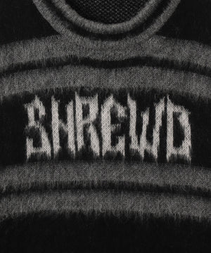 起毛ボーダーロゴニット