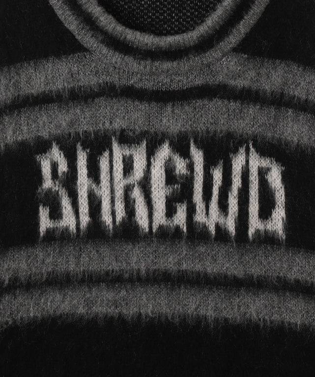 起毛ボーダーロゴニット