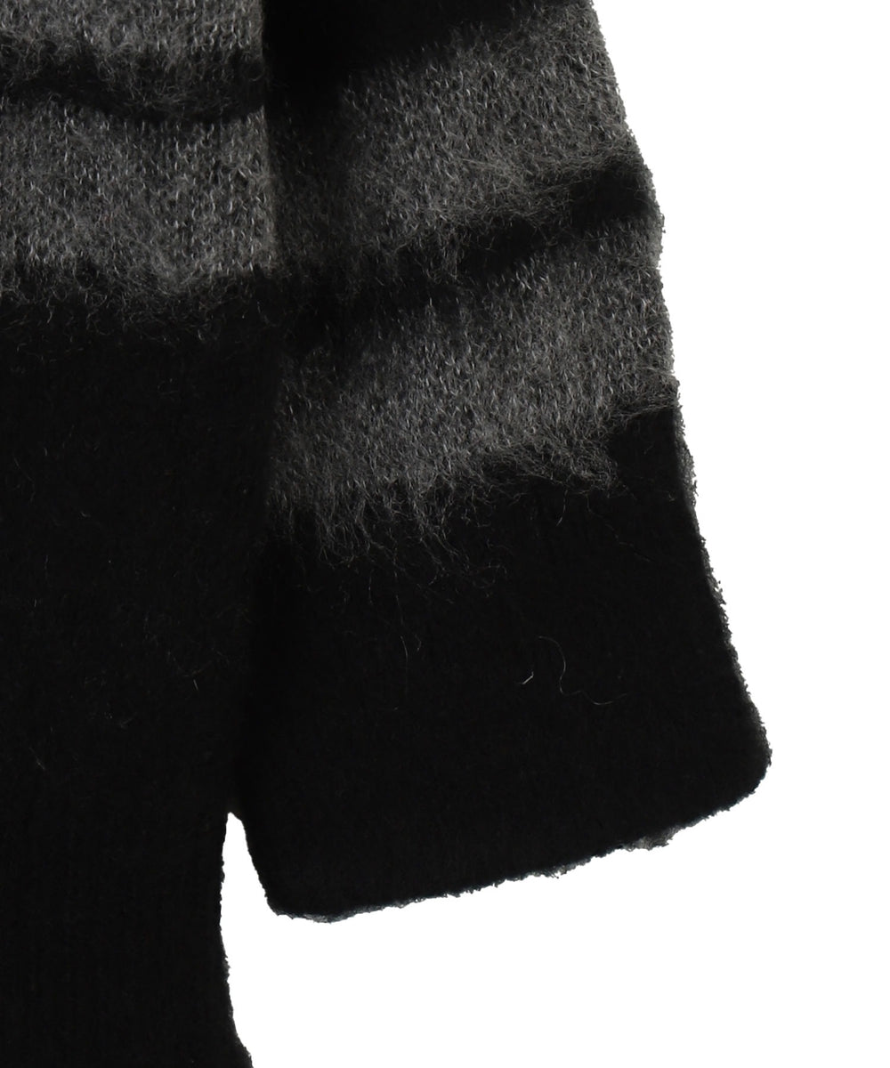 起毛ボーダーロゴニット