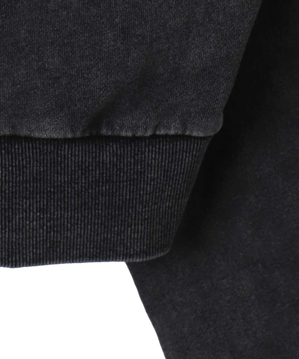 グラフィックアシッドウォッシュショートプルパーカー