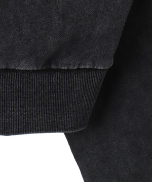 グラフィックアシッドウォッシュショートプルパーカー